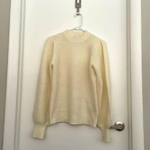 Ganni Soft Wool Knit Pullover Sweater, Egret, S